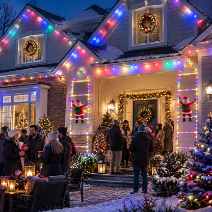Bring Christmas Magic Home，Christmas Ladder Lights with Climbing Santa