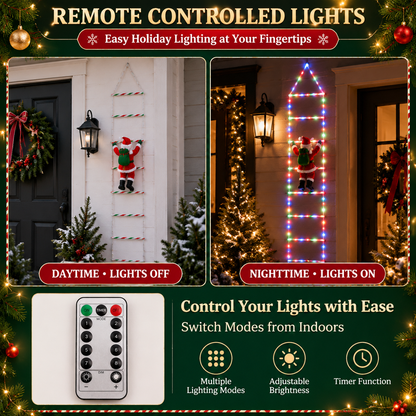 Bring Christmas Magic Home，Christmas Ladder Lights with Climbing Santa