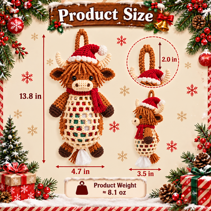 Christmas Crochet Animal Bag Holder DIY Kit – 4 Festive Designs, Handmade Holiday Decor & Hanging Storage